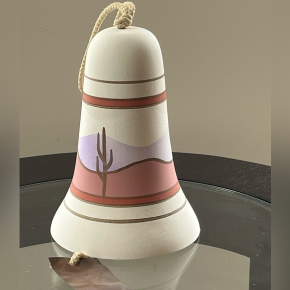 Vintage Southwestern pottery bell/windchime, Handpainted - Picture 2 of 6